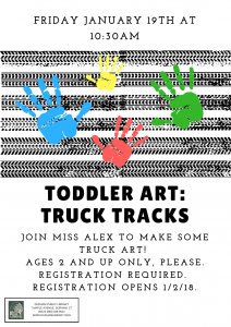Toddler Art: Truck Tracks @ Durham Public Library | Durham | Connecticut | United States