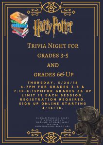 Harry Potter Trivia Night Grades 3-5
